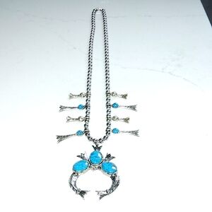 Squash Blossom Blue Acrylic and Silver-tone Necklace
